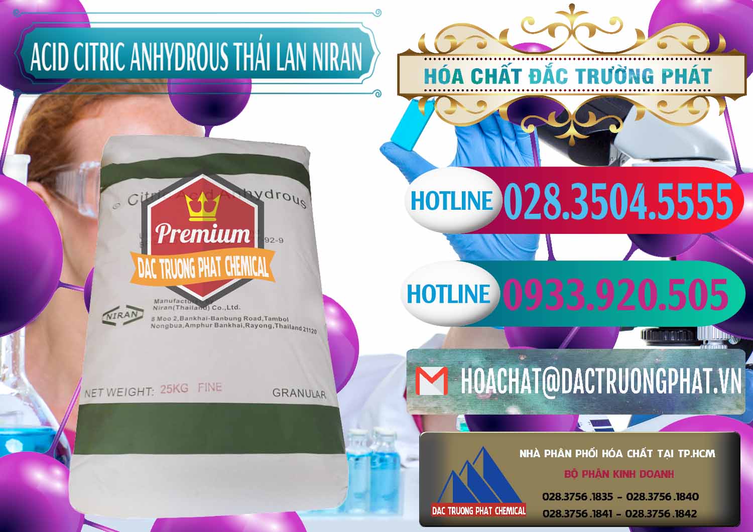 Chuyên phân phối - bán Acid Citric - Axit Citric Anhydrous - Thái Lan Niran - 0231 - Cty kinh doanh _ cung cấp hóa chất tại TP.HCM - truongphat.vn