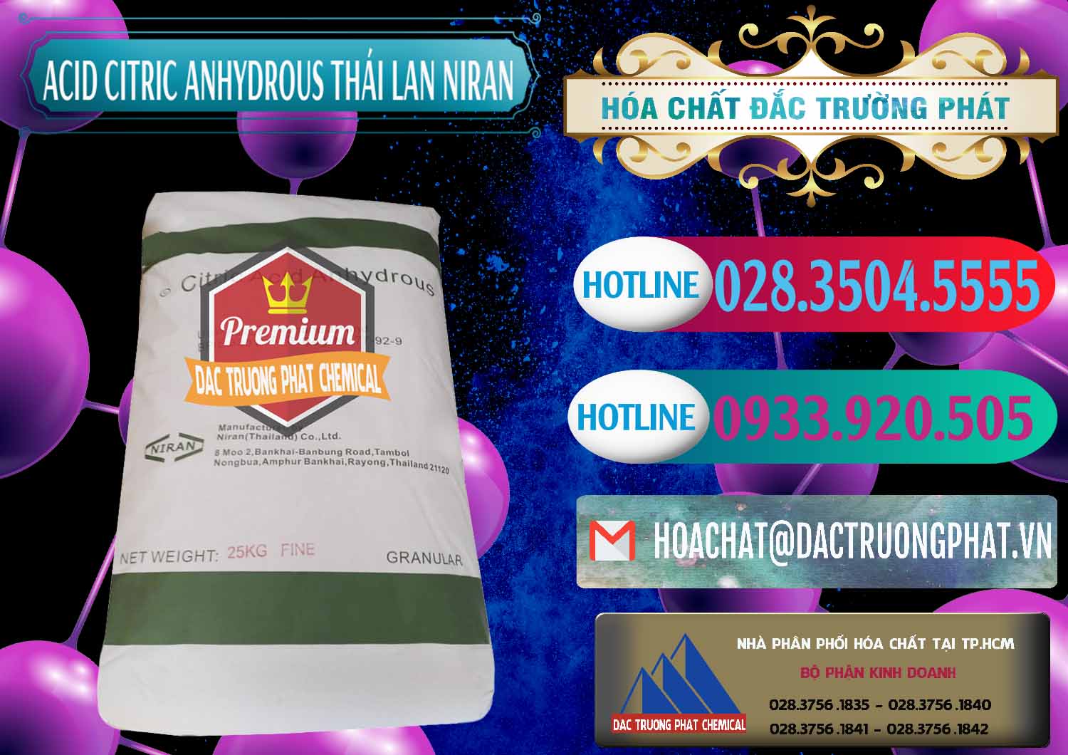 Công ty bán ( phân phối ) Acid Citric - Axit Citric Anhydrous - Thái Lan Niran - 0231 - Công ty chuyên phân phối - cung ứng hóa chất tại TP.HCM - truongphat.vn