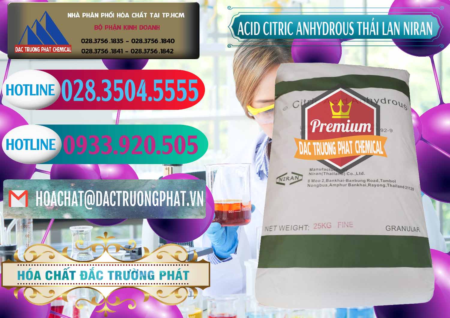 Công ty chuyên cung cấp ( bán ) Acid Citric - Axit Citric Anhydrous - Thái Lan Niran - 0231 - Cung cấp ( nhập khẩu ) hóa chất tại TP.HCM - truongphat.vn