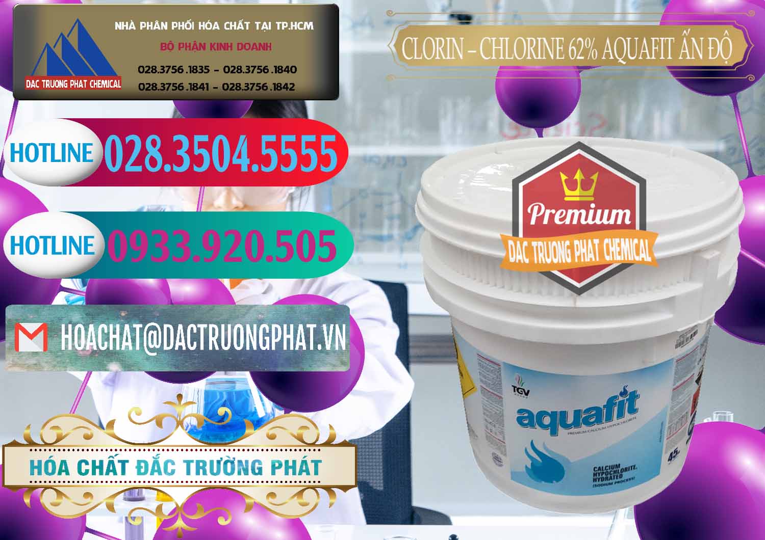 Nhà cung ứng & bán Clorin - Chlorine 62% Aquafit Thùng Lùn Ấn Độ India - 0057 - Cty chuyên cung cấp - bán hóa chất tại TP.HCM - truongphat.vn