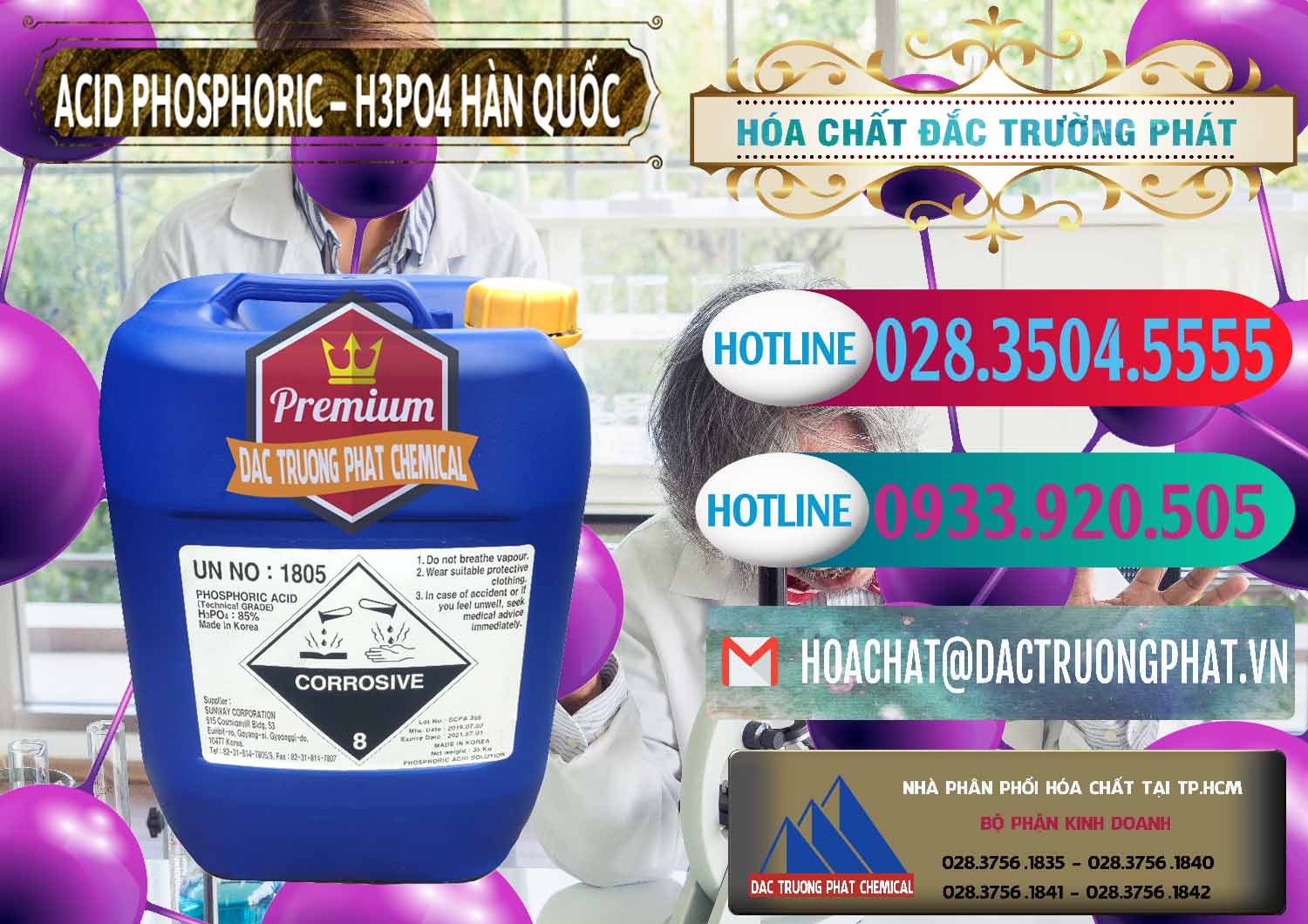 Nhà nhập khẩu & bán Acid Phosphoric – H3PO4 85% Can Xanh Hàn Quốc Korea - 0016 - Chuyên nhập khẩu ( phân phối ) hóa chất tại TP.HCM - truongphat.vn
