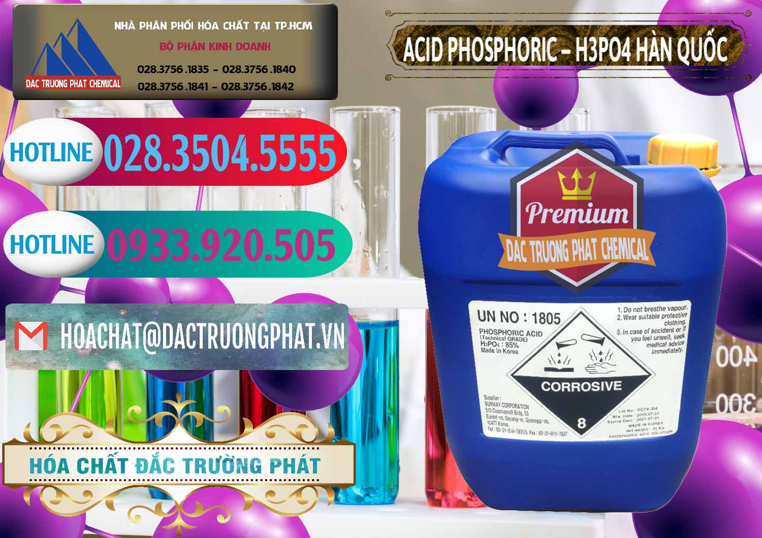 Cty chuyên cung cấp _ bán Acid Phosphoric – H3PO4 85% Can Xanh Hàn Quốc Korea - 0016 - Đơn vị chuyên phân phối _ nhập khẩu hóa chất tại TP.HCM - truongphat.vn