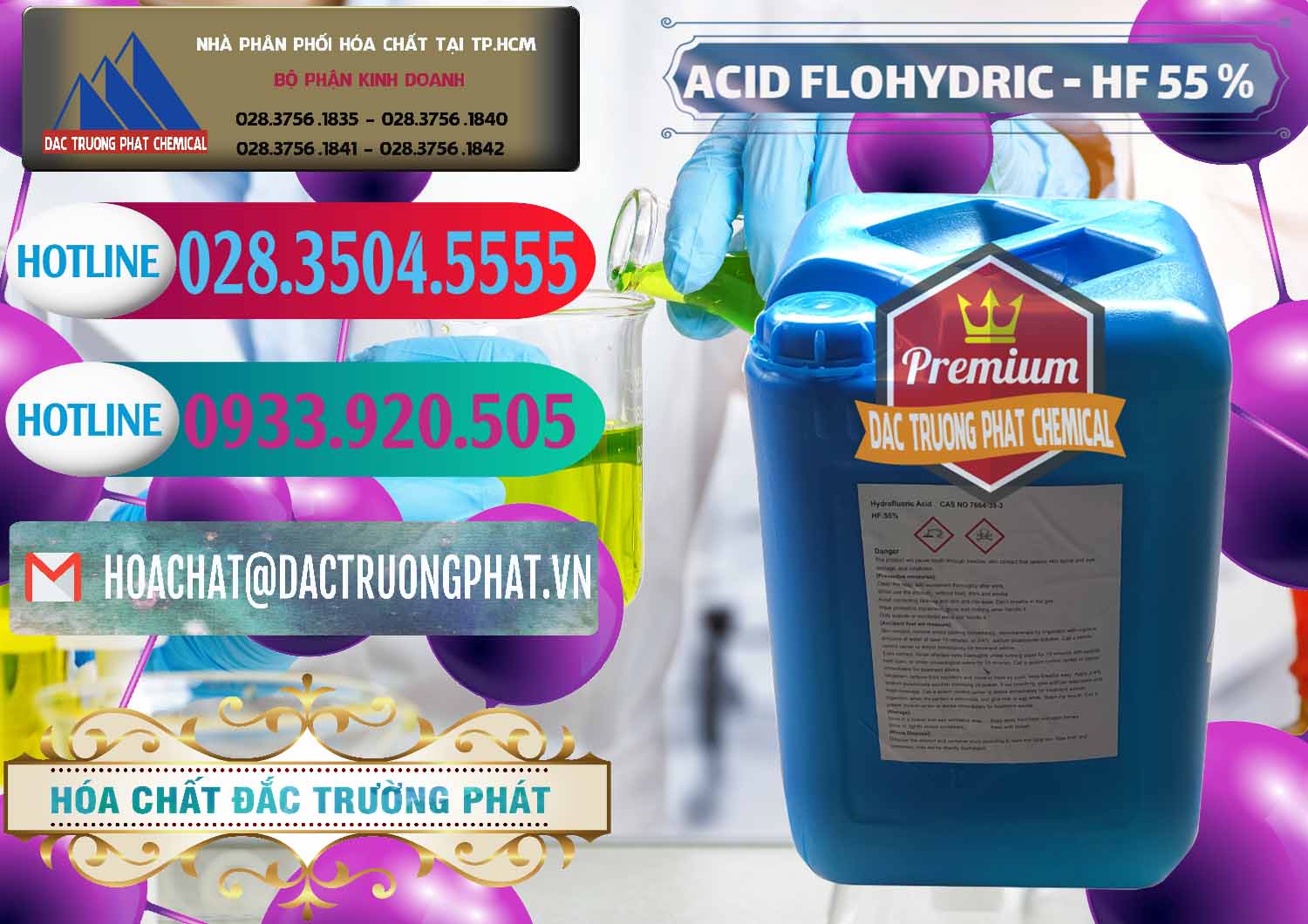 Nhà cung cấp và bán Axit HF - Acid HF 55% Can Xanh Trung Quốc China - 0080 - Đơn vị chuyên phân phối & bán hóa chất tại TP.HCM - truongphat.vn