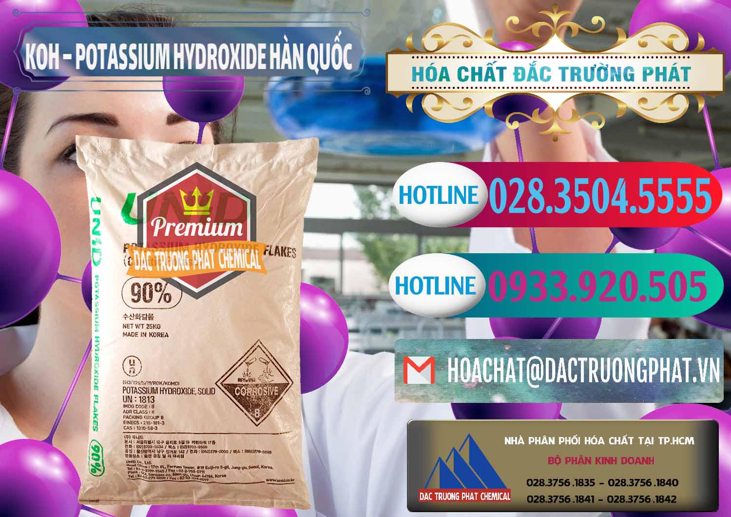 Cty bán và cung ứng KOH ( 90%) – Potassium Hydroxide Unid Hàn Quốc Korea - 0090 - Nhà phân phối & cung cấp hóa chất tại TP.HCM - truongphat.vn