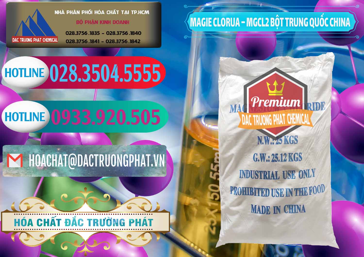 Đơn vị bán - phân phối Magie Clorua – MGCL2 96% Dạng Bột Bao Chữ Xanh Trung Quốc China - 0207 - Nơi chuyên cung cấp - bán hóa chất tại TP.HCM - truongphat.vn