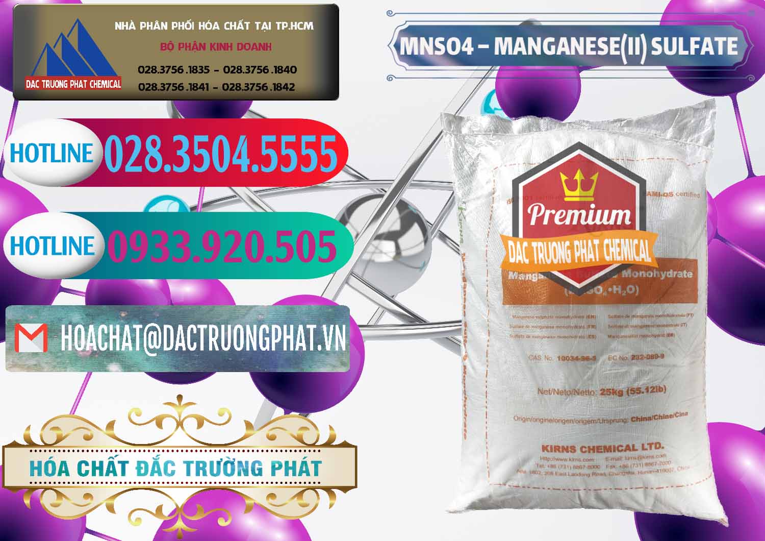 MNSO4 – Manganese (II) Sulfate Kirns Trung Quốc China Cty cung ứng & bán MNSO4 – Manganese (II) Sulfate Kirns Trung Quốc China - 0095 - Nơi chuyên kinh doanh và phân phối hóa chất tại TP.HCM - truongphat.vn