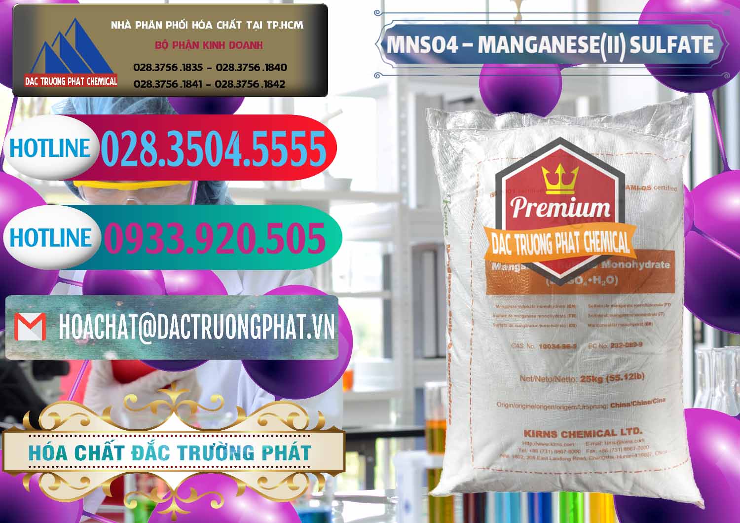 MNSO4 – Manganese (II) Sulfate Kirns Trung Quốc China Đơn vị bán & phân phối MNSO4 – Manganese (II) Sulfate Kirns Trung Quốc China - 0095 - Đơn vị cung cấp ( bán ) hóa chất tại TP.HCM - truongphat.vn