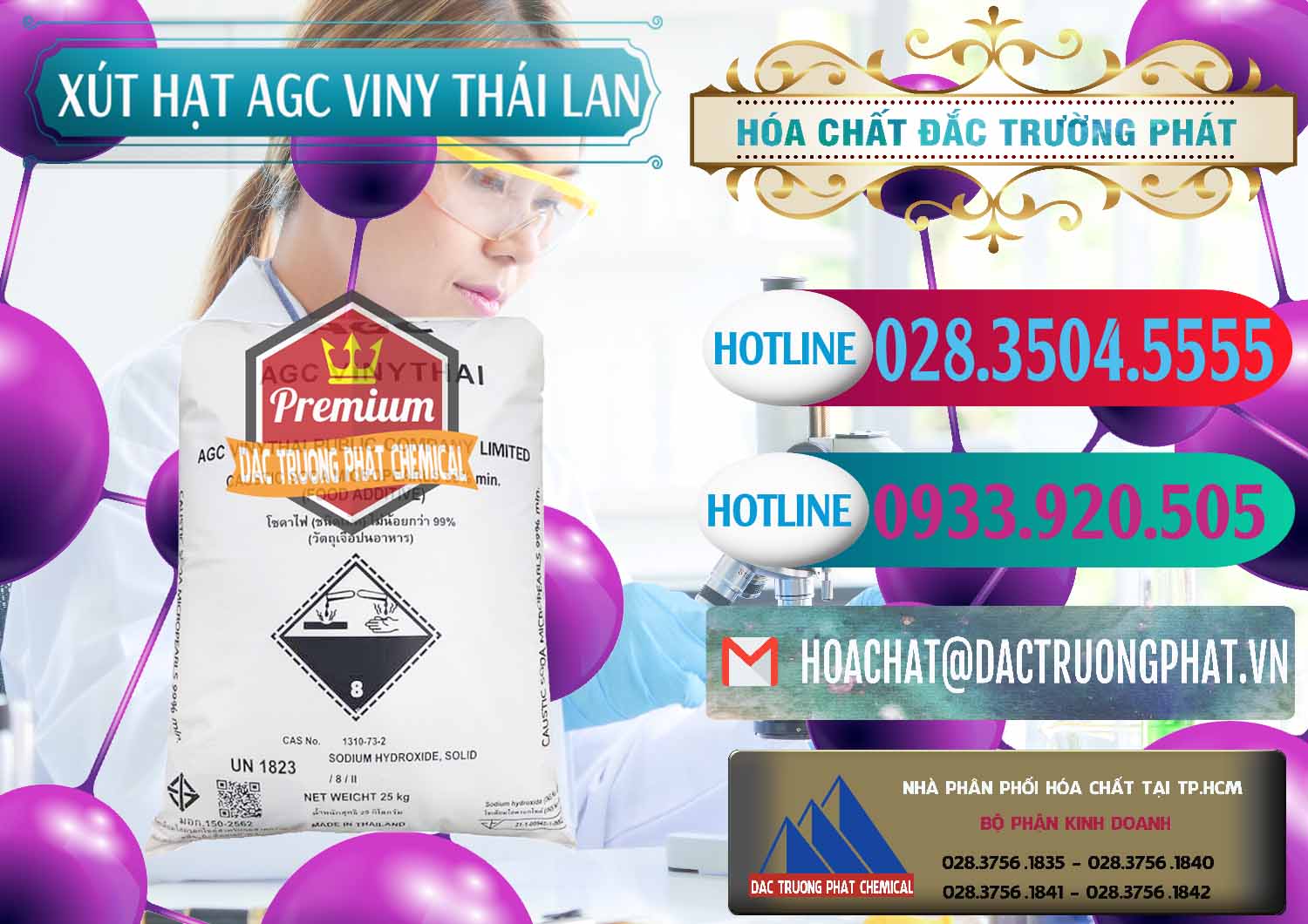 Nhập khẩu - bán Xút Hạt - NaOH Bột 99% AGC Viny Thái Lan - 0399 - Nơi bán & phân phối hóa chất tại TP.HCM - truongphat.vn