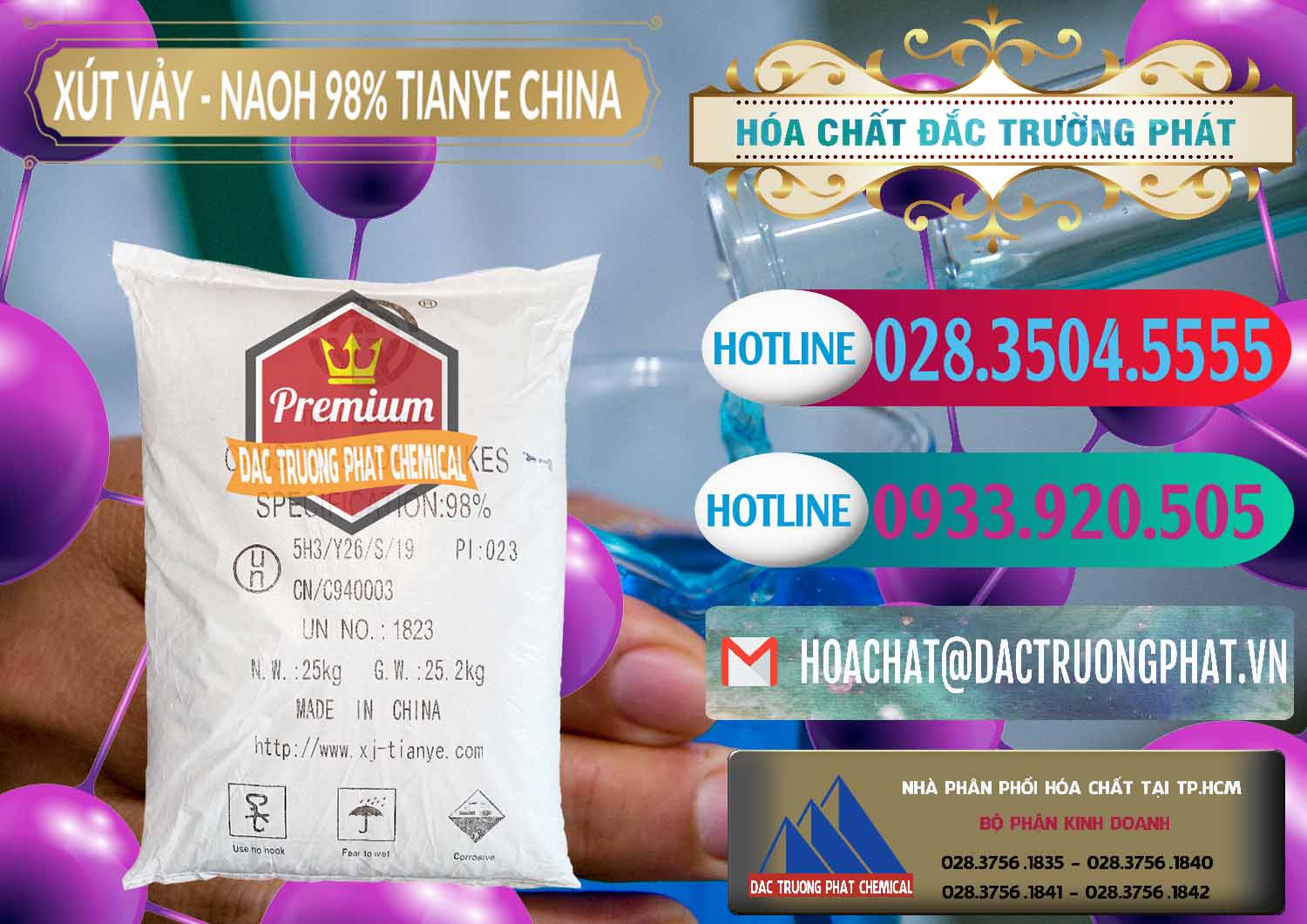 Chuyên phân phối - bán Xút Vảy - NaOH Vảy 98% Tianye Trung Quốc China - 0177 - Cty chuyên kinh doanh ( phân phối ) hóa chất tại TP.HCM - truongphat.vn