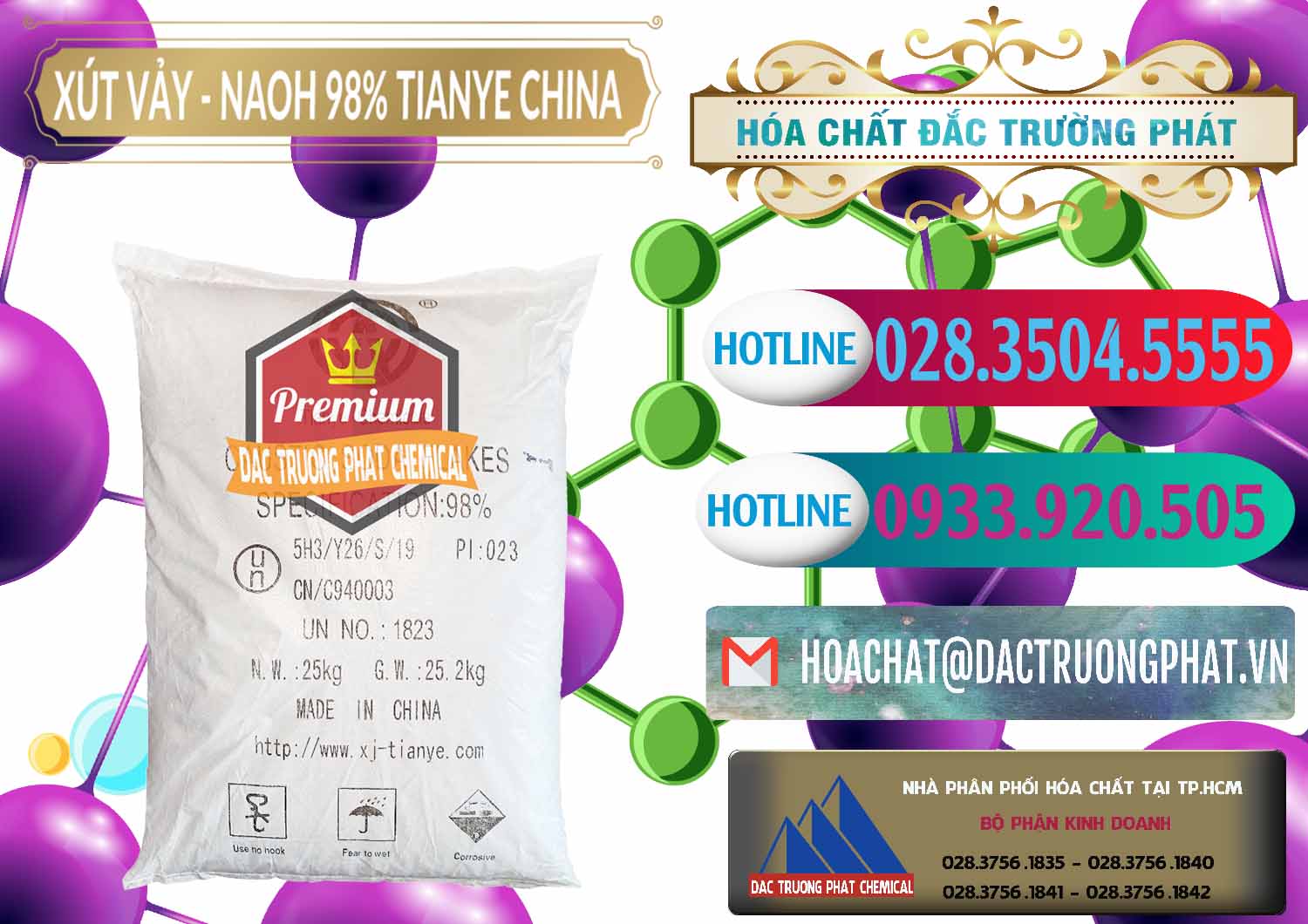 Nơi nhập khẩu _ bán Xút Vảy - NaOH Vảy 98% Tianye Trung Quốc China - 0177 - Nơi chuyên bán - cung cấp hóa chất tại TP.HCM - truongphat.vn