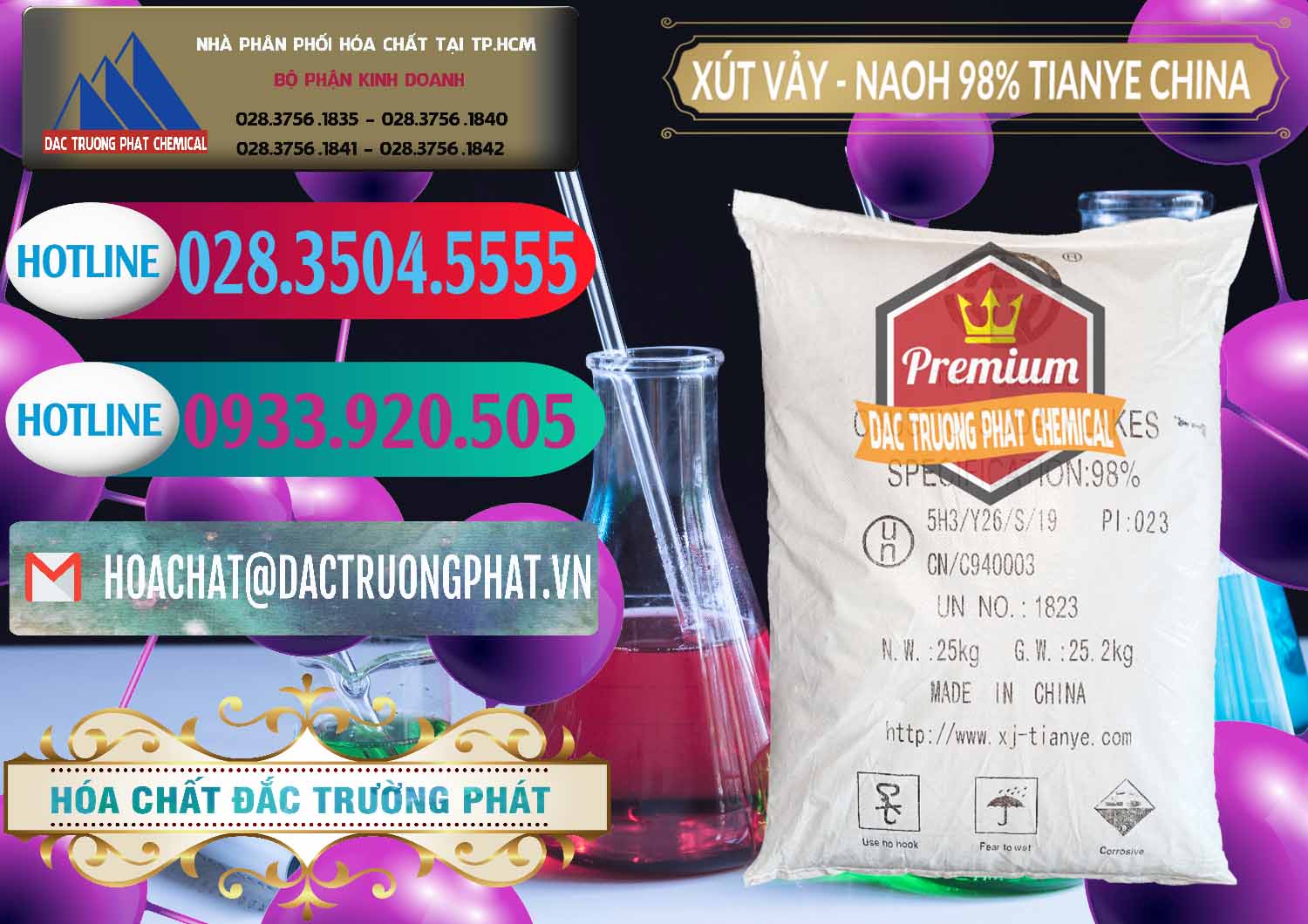 Cty nhập khẩu ( bán ) Xút Vảy - NaOH Vảy 98% Tianye Trung Quốc China - 0177 - Nơi chuyên bán _ phân phối hóa chất tại TP.HCM - truongphat.vn