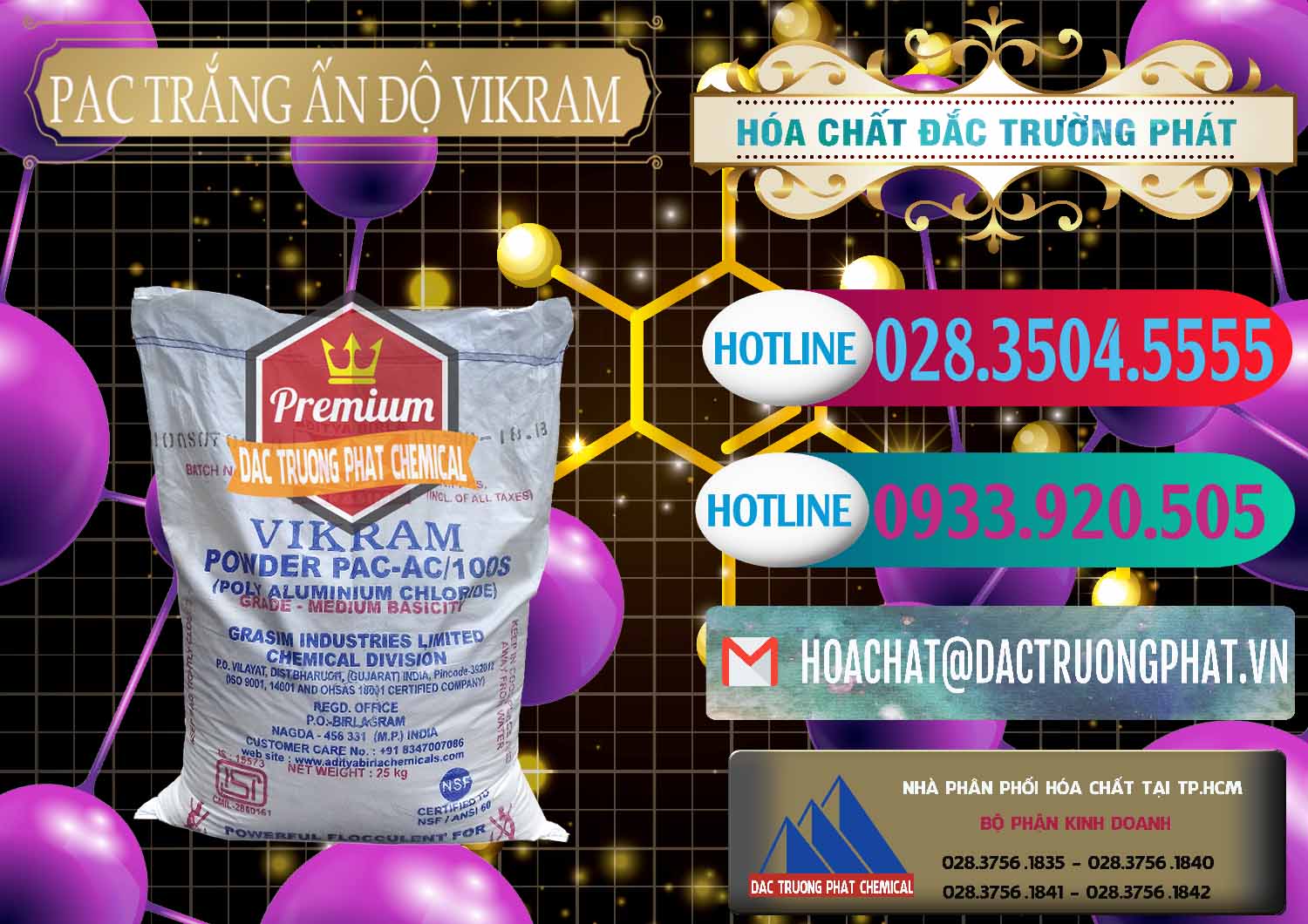 Địa chỉ chuyên kinh doanh © bán hóa chất Chất Lắng Tụ PAC Powder × Poly Aluminium Chloride Trắng Vikram White Ấn Độ India Đơn vị cung cấp và bán PAC - Polyaluminium Chloride Ấn Độ India Vikram - 0120 - Cty chuyên nhập khẩu - cung cấp hóa chất tại TP.HCM - truongphat.vn