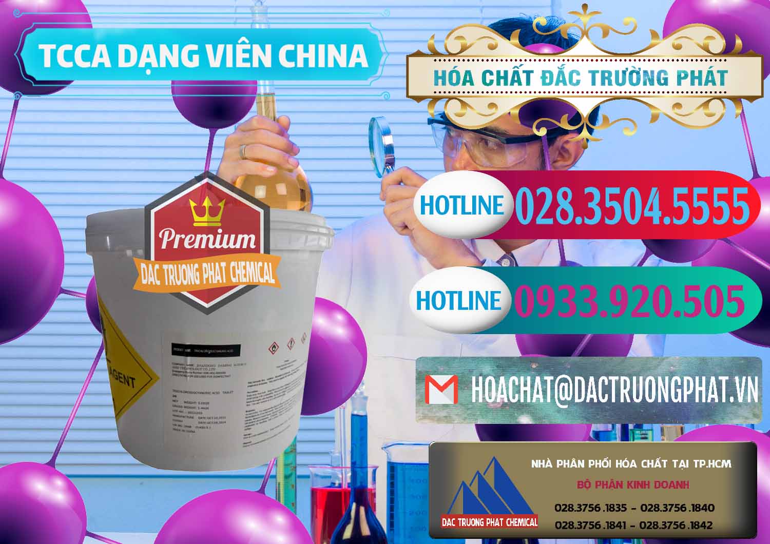 Nơi bán ( cung cấp ) TCCA - Acid Trichloroisocyanuric Dạng Viên Thùng 5kg Trung Quốc China - 0379 - Nơi chuyên phân phối & bán hóa chất tại TP.HCM - truongphat.vn