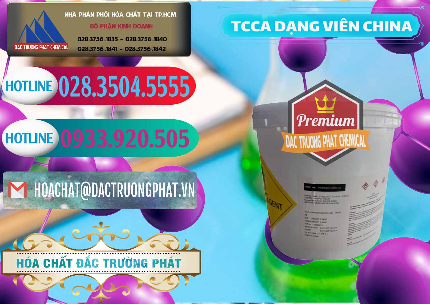 Cty cung cấp & bán TCCA - Acid Trichloroisocyanuric Dạng Viên Thùng 5kg Trung Quốc China - 0379 - Chuyên cung ứng và phân phối hóa chất tại TP.HCM - truongphat.vn